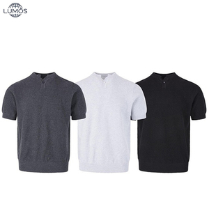 Camiseta de punto con cuello Henley para <span class=keywords><strong>hombre</strong></span>, estilo coreano, corte ajustado, hombros descubiertos, manga corta, elástica y ajustada para verano - Product Image 2