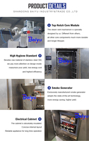 Baiyu CE Approbation Automatique Viande Fumeur Four Saucisse Faisant La Machine pour Poissons Et Fruits De Mer Usine De Traitement