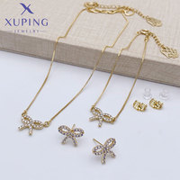 Ensemble de bijoux pour femmes XUPING, tendance, plaqué or 14 carats, collier, bracelet, boucles d'oreilles, CZ synthétique, ensemble de bijoux pour femmes