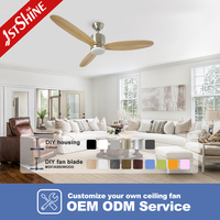 Ventilateur de plafond 1stshine 52 pouces au design moderne, intelligent, efficace, avec éclairage LED, résistant à la rouille, vente en gros, assurance qualité