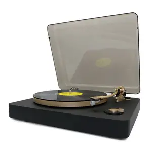 perfect design wooden desktop High Fidelity Vinyl record Belt Drive w/Blue-tooth transmitter dj needle Turntable Player