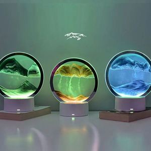 Sablier lampe <span class=keywords><strong>de</strong></span> table diode électroluminescente art <span class=keywords><strong>sables</strong></span> mouvants lampe <span class=keywords><strong>de</strong></span> <span class=keywords><strong>nuit</strong></span> 3D mobile sable boîte verre chambre lampe - Product Image 2