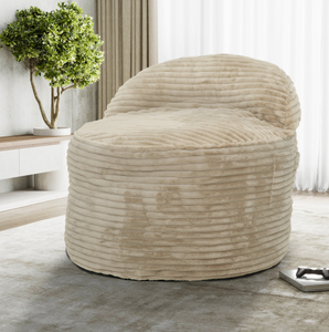 Modern Convertible Memory Foam <b>Bean</b> <b>Bag</b> <b>Chair</b> Tufted 2-in-1 & Living Room <b>Chair</b> Beige for Home Office - Product Image 1