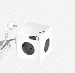 E16-P 2024 The new smart expansion socket with telescoping data cable has 3 EU sockets and 2 USB 1 Type C power cord sockets