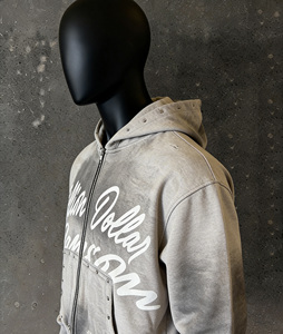 <span class=keywords><strong>Felpa</strong></span> con <span class=keywords><strong>Cappuccio</strong></span> e Zip Personalizzata per Uomo, Stile Streetwear con Borchie e Grafiche <span class=keywords><strong>Vintage</strong></span>, Lavaggio Acido, in Spugna Francese - Product Image 3
