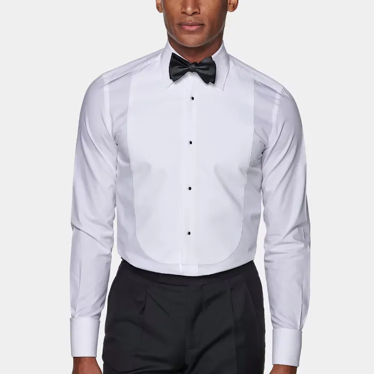 2023 Mens Formal White Evening Shirts Long Sleeved Slim Fit French Cuff Tuxedo Shirts For Men