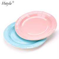 Assiettes en papier Hstyle 6 pouces idéales pour la retraite de fête d'anniversaire, assiettes à dîner et à dessert jetables révélatrices de sexe bleu et rose