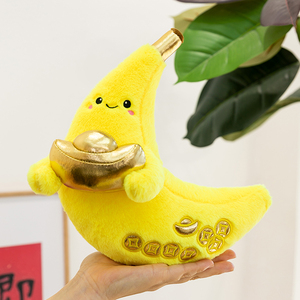 Vente en gros, produit phare : Adorable peluche banane compagnon de bureau, garnie de billes, porte-bonheur créatif, figurine décorative de bureau - Product Image 4