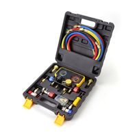 Комплект манометров для автокондиционеров (R1234YF, R134A, R404A) с 4-х портовым коллектором, шлангом 5 футов, для заправки и откачки фреона в автомобилях