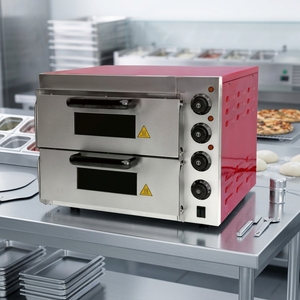 Four à pizza électrique double pierre 3KW 400mm commercial de comptoir 0-350 ℃   Pour la vente en gros aux restaurants et pizzerias - Product Image 1