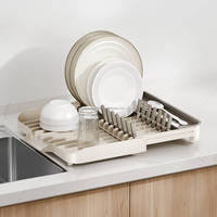Égouttoir à vaisselle réglable en plastique WIREKING, anti-rouille, organisateur de cuisine avec système d'auto-drainage, couleur et logo personnalisables