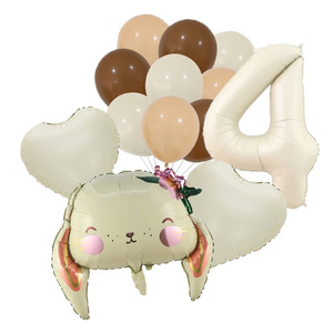 Nuevo globo de orejas largas de dibujos animados para niños, conejo de color crema, decoraciones de fondo de fiesta de cumpleaños Digital, juego de globos de papel de aluminio - Product Image 6