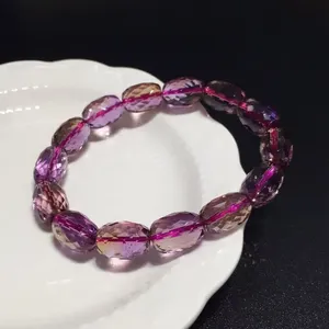 Bracelet en perles facettées en améthyste naturelle, violet, jaune, transparent, 13x9mm, rare, pour femmes et hommes, bijoux en cristal AAAAA - Product Image 4