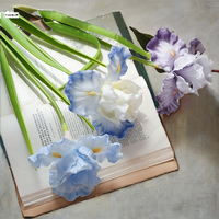 Fleurs d'iris bleues artificielles de qualité supérieure en PU, 72 cm, effet toucher réel, pour la décoration de la maison, des hôtels, des mariages, du Nouvel An et des bars