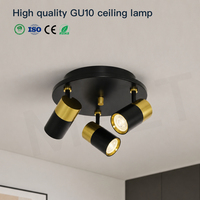 Spot de plafond moderne à 3 têtes GU10, noir et or, réglable, pour salon, couloir, éclairage intérieur