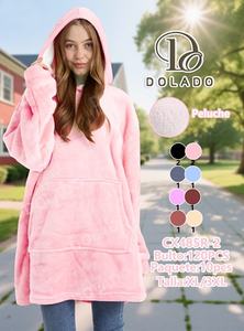 Poncho con Capucha de Piel Sintética para Mujer, Manga Larga, Color Sólido, Suave y Grueso, Ropa de Invierno, Material de Forro Polar, Estilo Pullover - Product Image 3