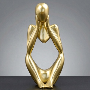 Statuetta di Persona Bianca che Pensatore Sostiene il Mento con Entrambe <span class=keywords><strong>le</strong></span> Mani, Ornamento per la Casa, Decorazione Astratta in Resina, Regalo Artigianale - Product Image 6
