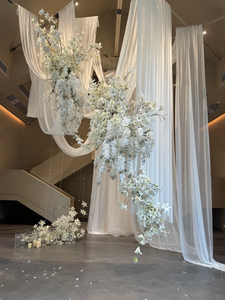 Cortina Decorativa Transparente de <span class=keywords><strong>Gasa</strong></span> con Diseño de Olas y Perlas para Colgar en el Techo y Crear Ambiente - Product Image 1