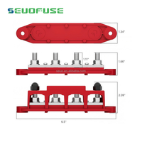 Barre omnibus de distribution de puissance CC marine, rouge et noir, 4 pôles, avec goujons M8 M10