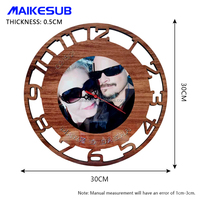 Jam Papan Keras Sublimasi Bulat Modern 12 Inci 30Cm, Jam Dinding untuk Rumah, Sublimasi, Jam Dinding Mdf