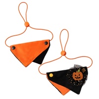 Bandana pour chat d'Halloween, imprimé citrouille, foulard triangulaire orange et noir, accessoire de costume pour chat et chien