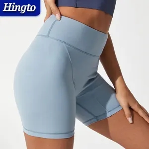 Hingto Custom Active Apparel Running Sports Fitness Quick Dry Yoga Shorts Women Breathable High Waist Yoga Shorts