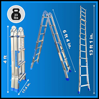 Échelle télescopique industrielle en aluminium super résistante certifiée EN131, capacité de charge de 330 lb, portable, multi-positions, escalier élévateur pour usage domestique