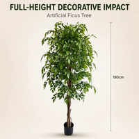 Hochwertige Künstliche Pflanzen 180cm Künstlicher Ficus-Baum Künstlicher Grüner Bonsai für Heim- und Gartendekoration