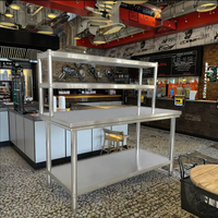 Table de travail personnalisable en acier inoxydable 201/304, résistante à la corrosion, à 4 roues, surface polie, capacité de charge de 300 kg/m, cuisines commerciales