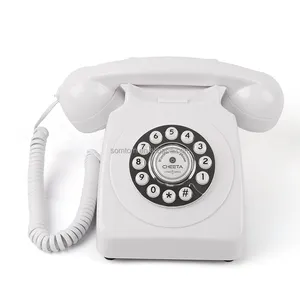 High Quality Old Fashion White Retro Antique Style Fixed Corded Telephones Wireless Phone with Dial Screen