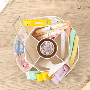 ที่ใส่ดินสอและถ้วยพลาสติกหมุนได้สีขาวขนาดใหญ่สำหรับโต๊ะทำงานที่เก็บปากกาและเครื่องสำอาง - Product Image 3