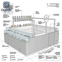 Kiosque de présentation de parfums de luxe écologique avec étagères lumineuses LED, durable, facile à nettoyer, mobilier de vente au détail de parfums sur mesure, solution adaptée pour