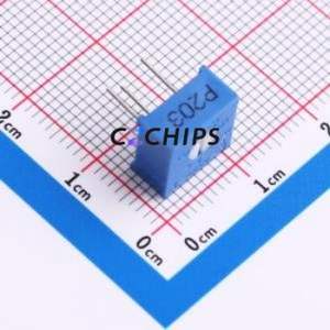 Resistencia/Potenciómetro Ajustable 3386P-1-203, Componente de Orificio Pasante (THT)-3P, 9.5x9.5mm, Resistencia de 20kOhm, 10%, 500mW, 250ppm ℃ - Product Image 1