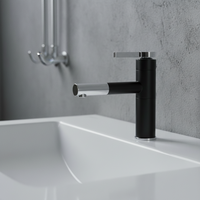 Robinet de lavabo moderne blanc chromé avec douchette extractible, mitigeur eau chaude et froide