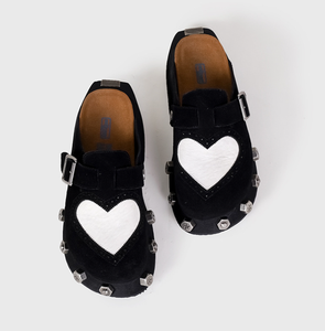 Xinzirain Logo personnalisé femmes <span class=keywords><strong>Mohair</strong></span> 4cm semelle épaisse sabot chaussures léger plat Style décontracté motif coeur Mule sabots pour dames - Product Image 6