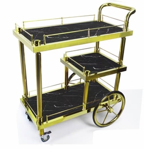 Verre à thé noir trempé clair or argent vin nourriture restauration boissons servant <span class=keywords><strong>chariot</strong></span> bar <span class=keywords><strong>chariot</strong></span> pour hôtel restaurant fête <span class=keywords><strong>de</strong></span> mariage - Product Image 4