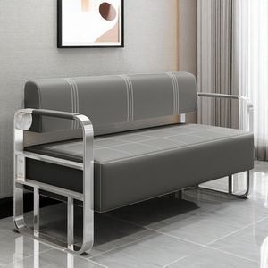Modern Stainless Steel Hair Salon Waiting <b>Sofa</b> Light Luxury Design for Outdoor & Hotel Reception Areas - Product Image 3