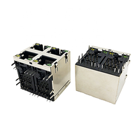 Coorle 5921 Prise RJ45 modulaire empilable 10/100 Base-Tx blindée pour carte PCB DIP sans transformateur, connecteurs 2x2 ports avec LED EMI