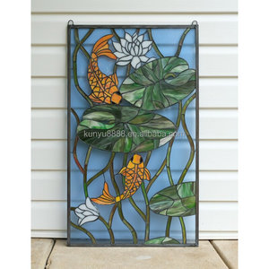 กระจกสีลายปลาสไตล์ยุโรปแบบทิฟฟานี่ งานฝีมือประดับตกแต่งวิลล่า พร้อมโครงเหล็กแข็งแรง - Product Image 5