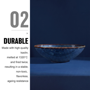 Venta al por Mayor Directa de Fábrica, Tazón de Cerámica para Frutas y Ensaladas, Juego de Tazones de Porcelana Azul para Servir Sopa y <span class=keywords><strong>Ramen</strong></span> para Restaurantes - Product Image 4