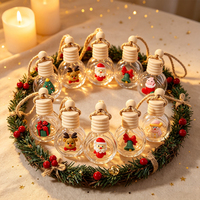Flacons diffuseurs de parfum vides pour voiture, style rond de Noël, 10 ml, avec bouchon en bois