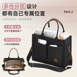 Beilian Women's Canvas Tote Bag Black Insulated Magnetic Closure Everyday Work Commute Bag Horizontal Square Minimalist Style - Product Image 2