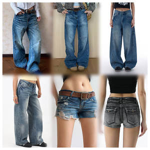 Venta al por mayor de los últimos Pantalones vaqueros de cintura alta, Pantalones vaqueros de pierna recta, pantalones vaqueros sueltos, pantalones vaqueros de pierna ancha para mujer y pantalones de mezclilla de calle - Product Image 5
