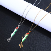 Vente en gros de nouveaux produits Carte du pays Carte de Palestine Collier de couple Collier personnalisé en acier inoxydable