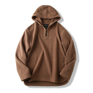 Wholesale 300gsm Oversized 100% Cotton Fleece Solid Winter Breathable Custom Silk Screen Printed Quarter Zip Hoodie - Product Image 5
