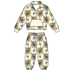 Ensemble de survêtement pour enfants en polyester, demi-zip, sensation polaire chaude, tenue de sport d'hiver pour enfants, faible MOQ usine - Product Image 3