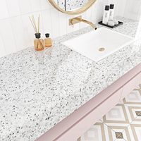 ORON DECO Autocollant en vinyle brillant effet marbre, papier peint auto-adhésif, blanc granit, imperméable, pour cuisine
