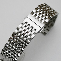 Bracelet de montre en acier inoxydable à extrémités courbes 18mm 19mm 20mm 21mm 22mm, bracelet de remplacement avec fermoir papillon, argent et or