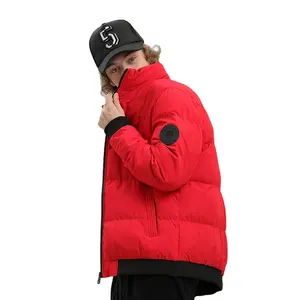 OEM men jacket Custom printed rubber logo waterproof polyester Outdoor Winter coat Mens Puffer down Jackets for Man 2022