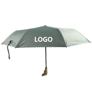 Sombrilla Plegable de 3 Secciones, Impermeable, con Diseño de Pájaro, Mango de Madera, Protección UV - Product Image 1